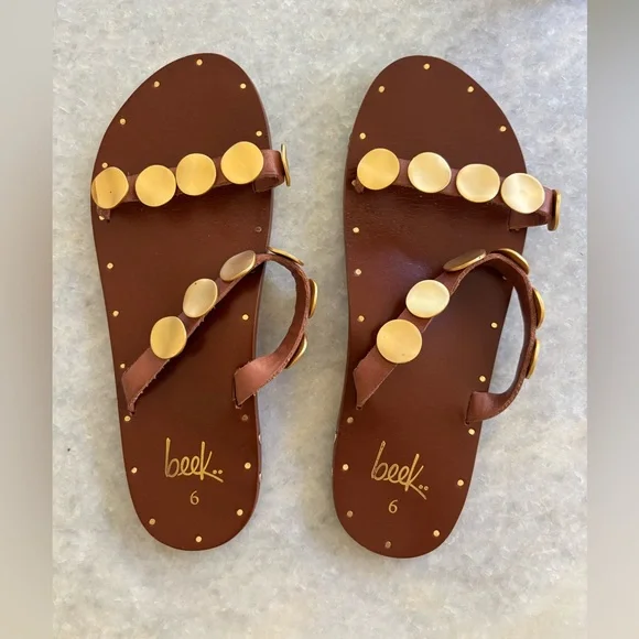 Beek Leather Topaz Gold Sandals size 6 - Picture 4 of 5